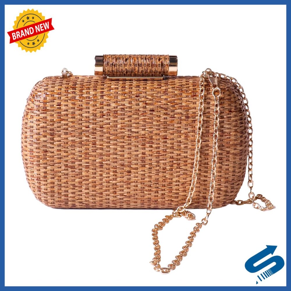Large Straw Tote Bag, Woven Raffia Handbag with Zipper Closure